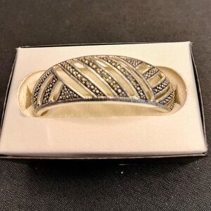 Marsala Marcasite Silver Women's Dazzling Bracelet Pave Crystals VTG New in Box